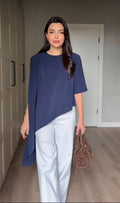 Navy Flow Top